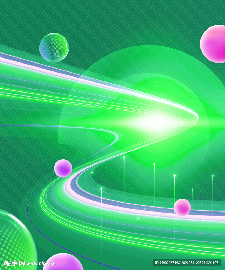 梦幻绿色科技动感线条图景