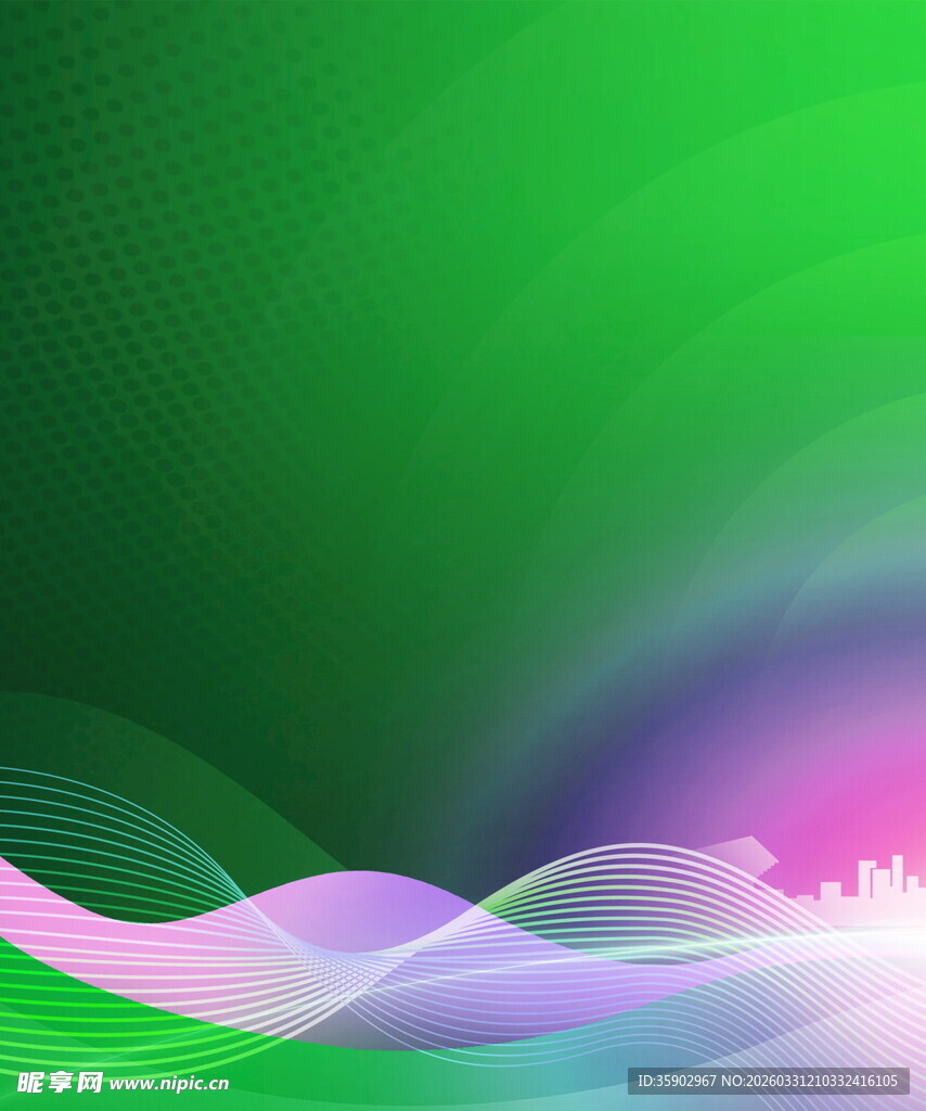 梦幻绿色渐变波浪背景图