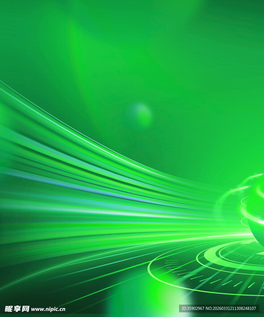 绿色炫光科技动感线条背景