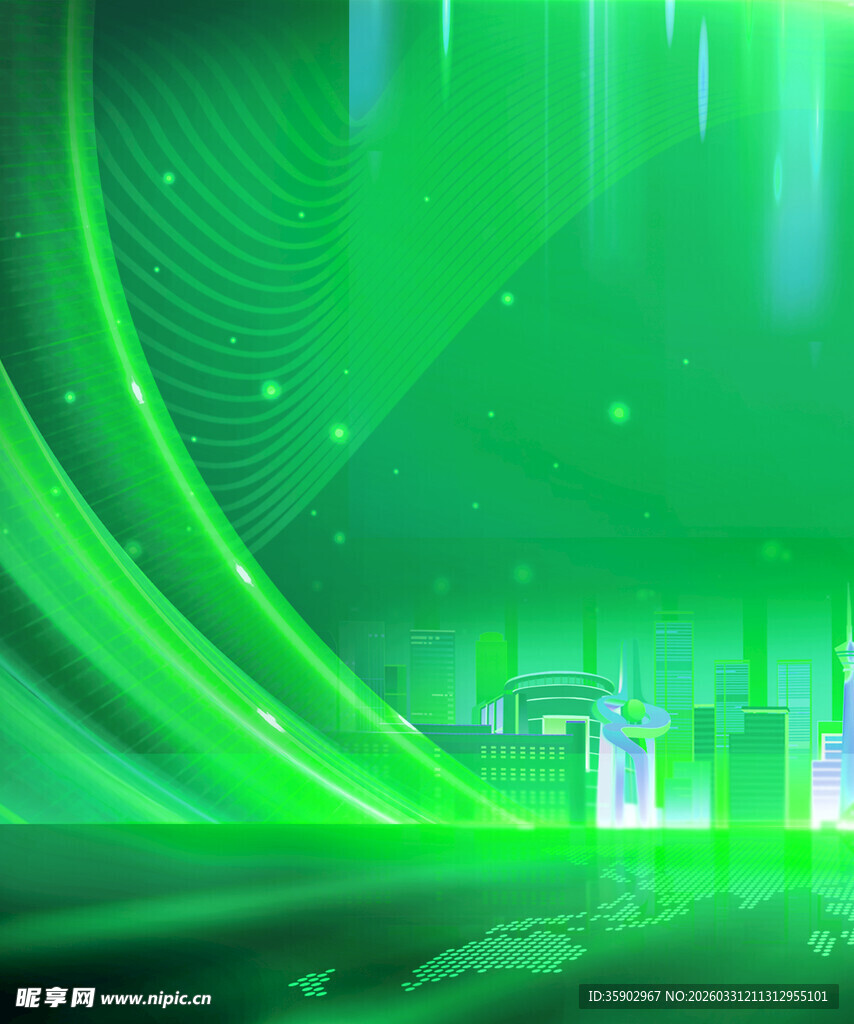 梦幻绿调未来科技场景