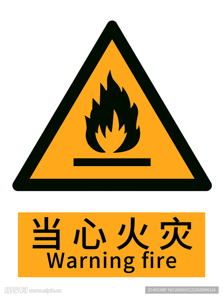 当心火灾警示标志 新版安全标识