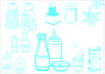 手绘厨房调料用品插画