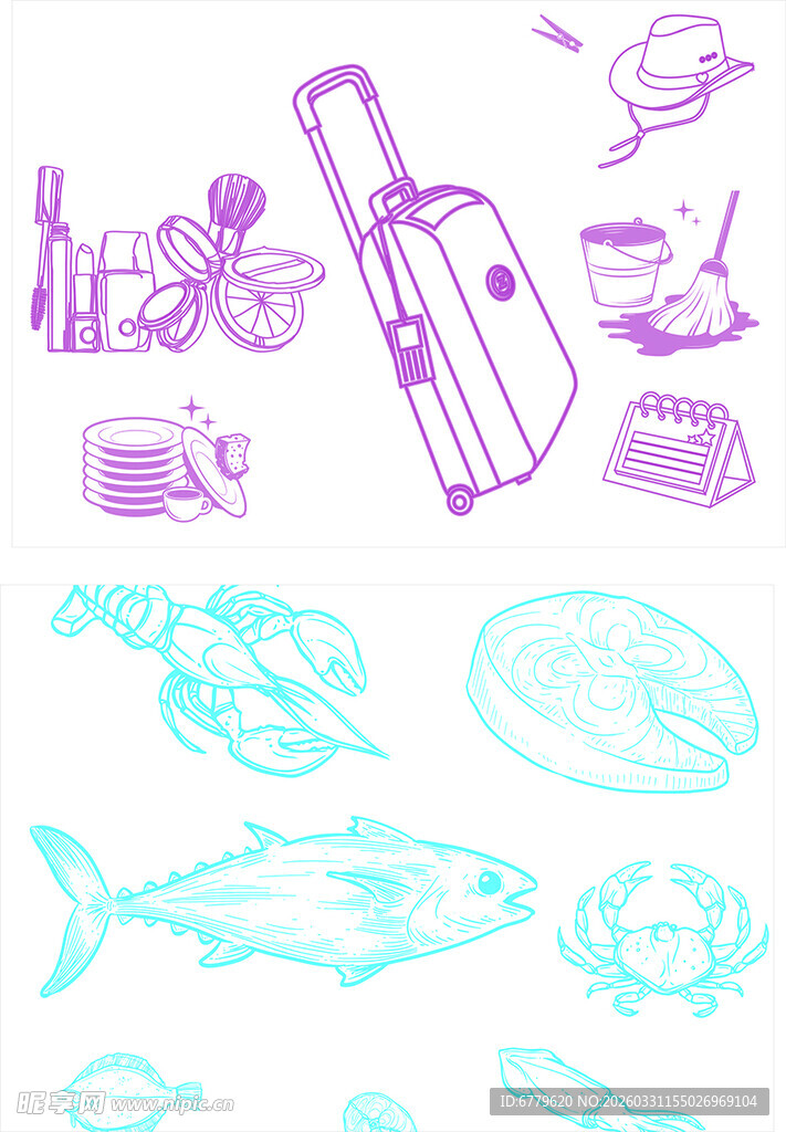 旅行与海洋元素插画