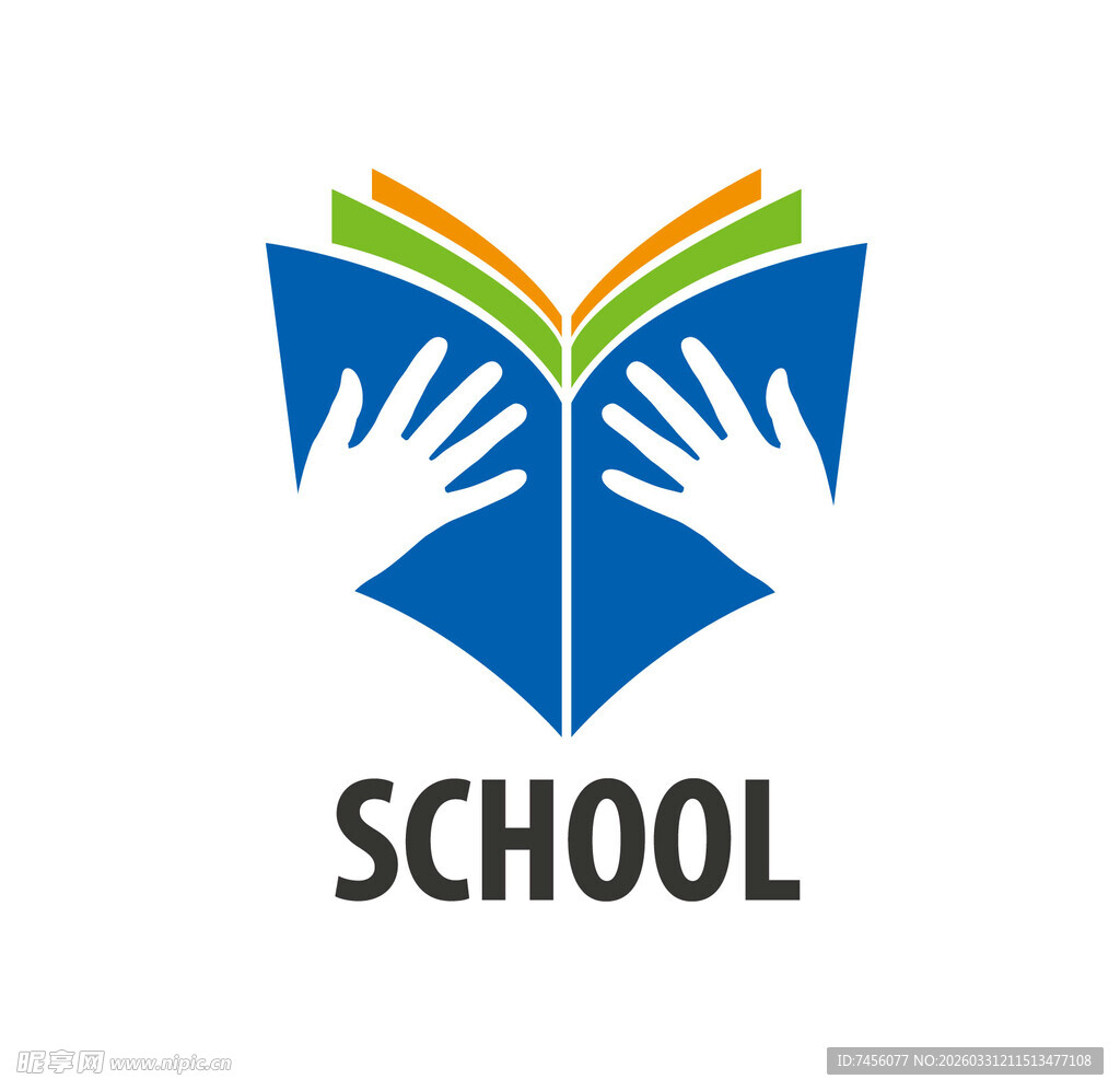 双手捧书学校标志