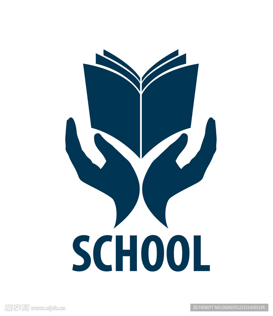 双手托书的学校标志