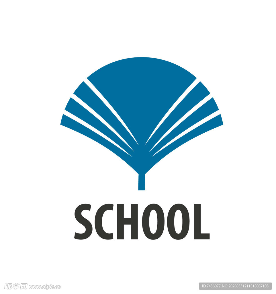 蓝色扇形学校标志