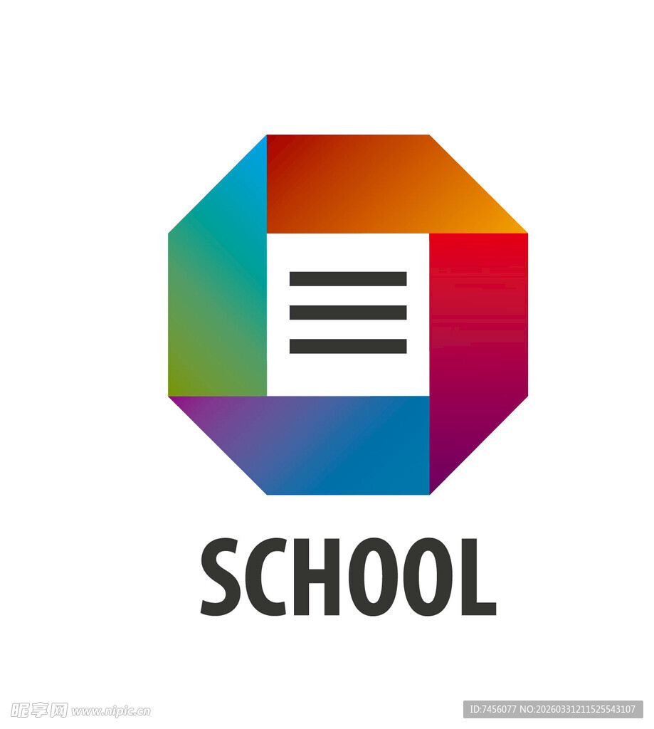 多彩六边形学校标志