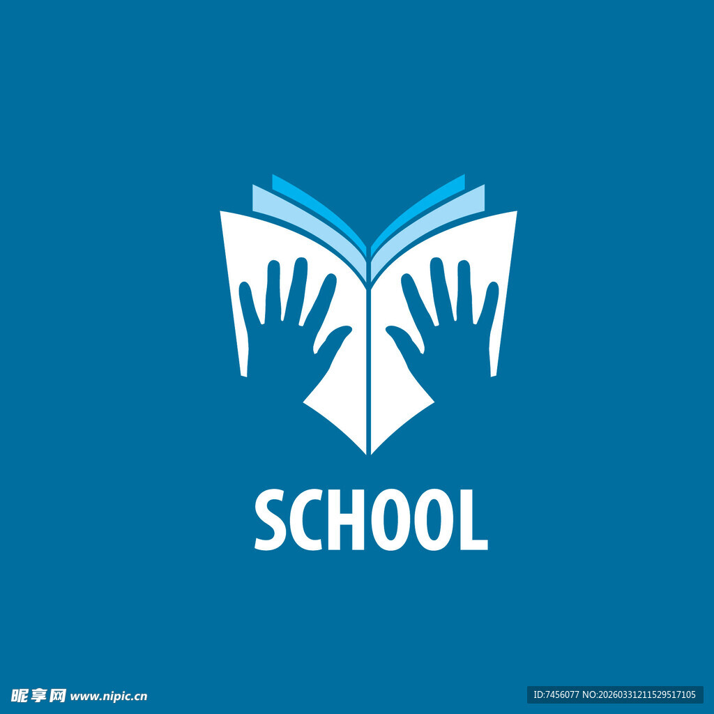 书本与手的学校主题图标