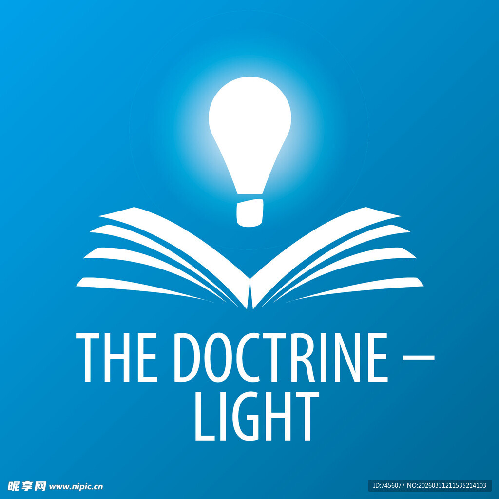 教义之光书籍与灯泡象征