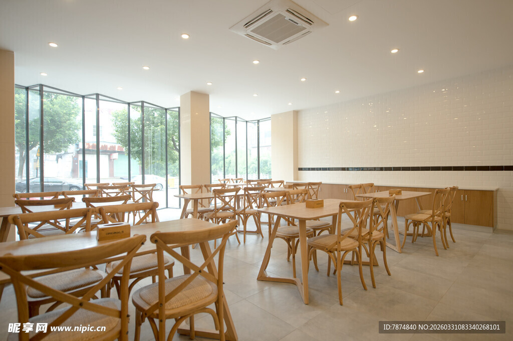 简约餐厅室内桌椅布置场景