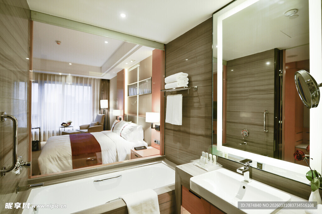 豪华酒店客房与卫浴景观