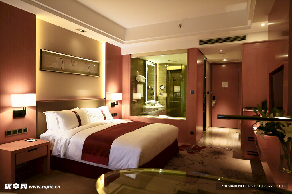 豪华温馨的酒店卧室场景