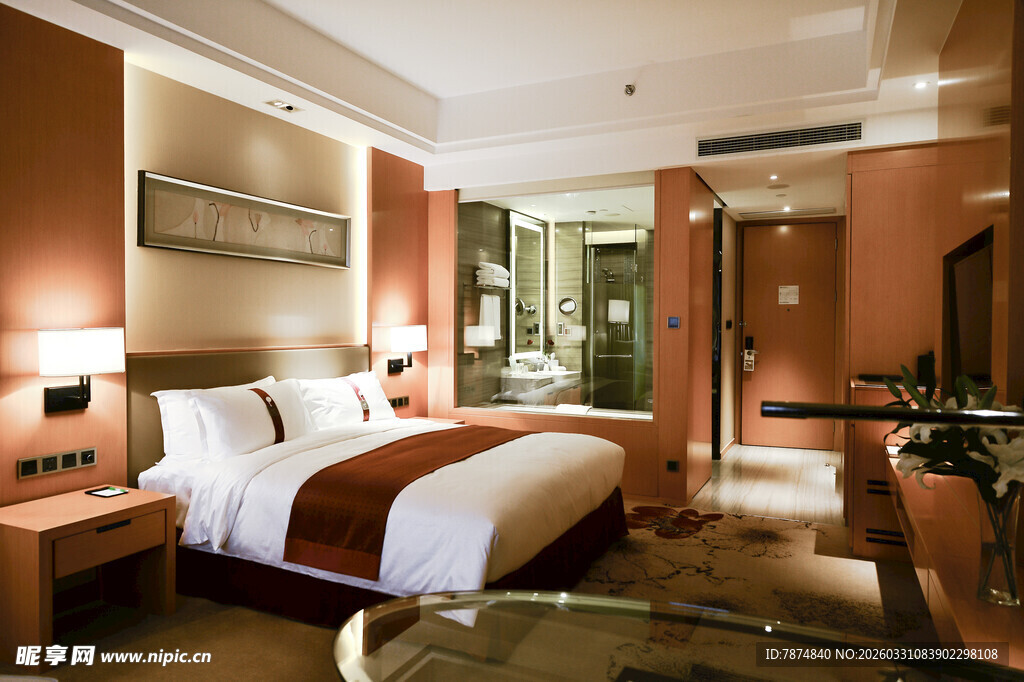 豪华温馨的酒店卧室场景