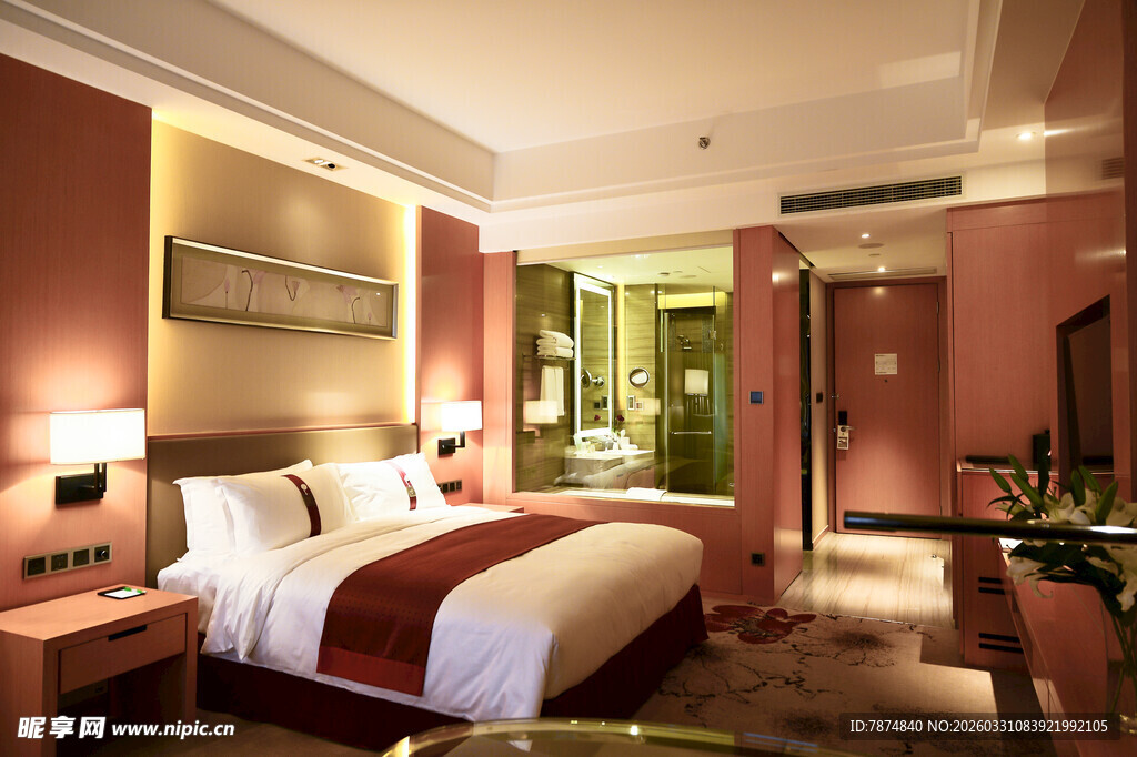 豪华温馨的酒店卧室场景