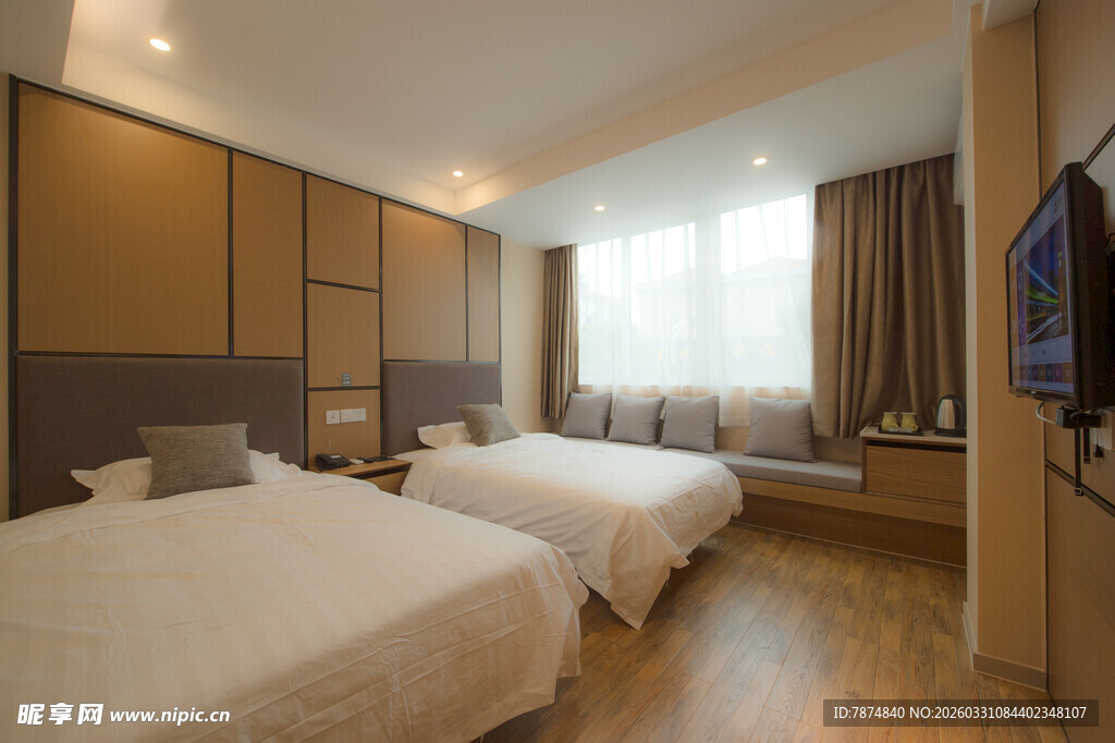 现代简约风格双床酒店客房