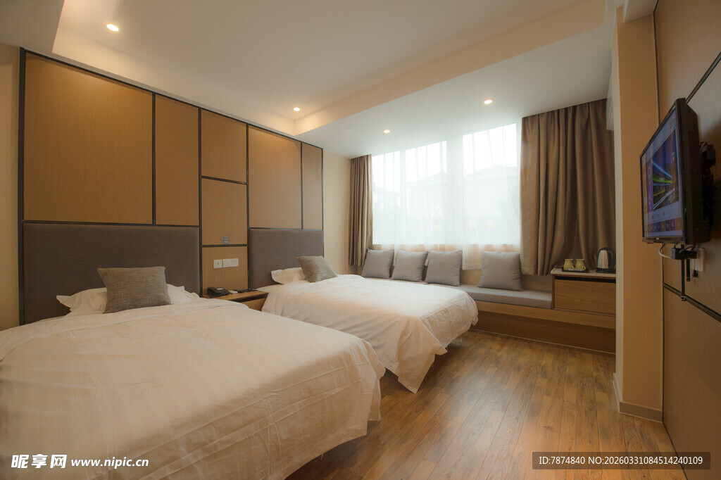 现代简约风格双床酒店客房