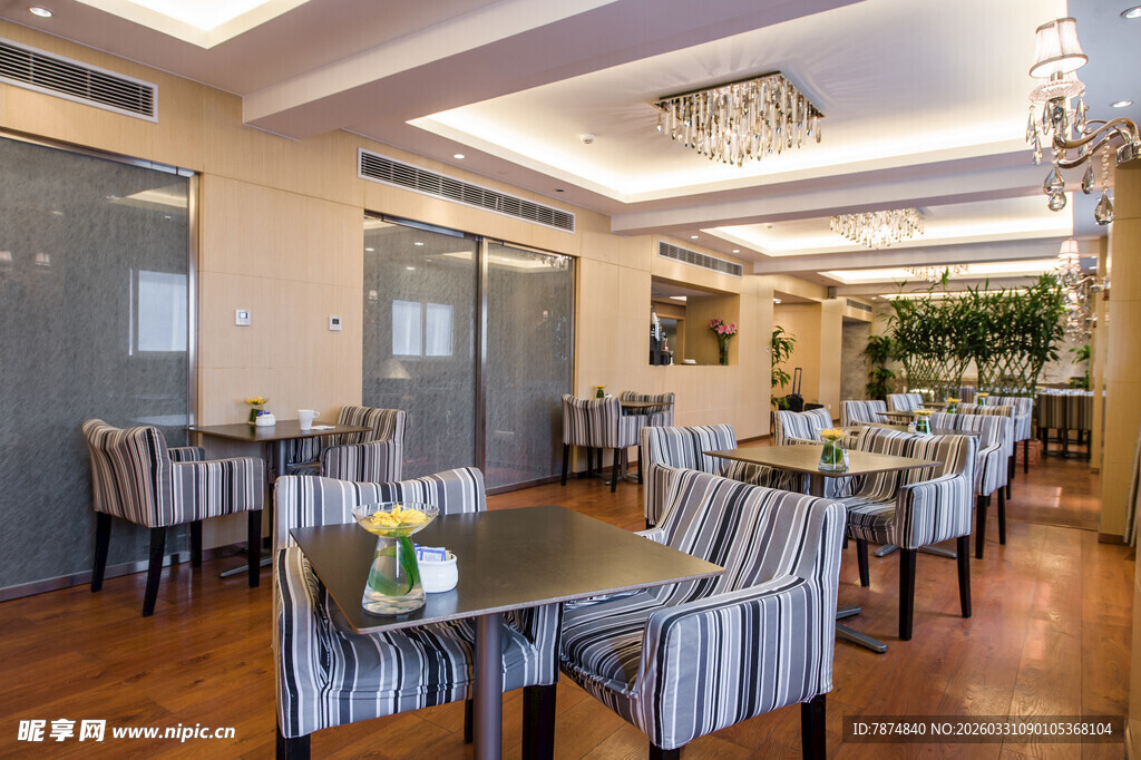 优雅餐厅室内桌椅布置场景
