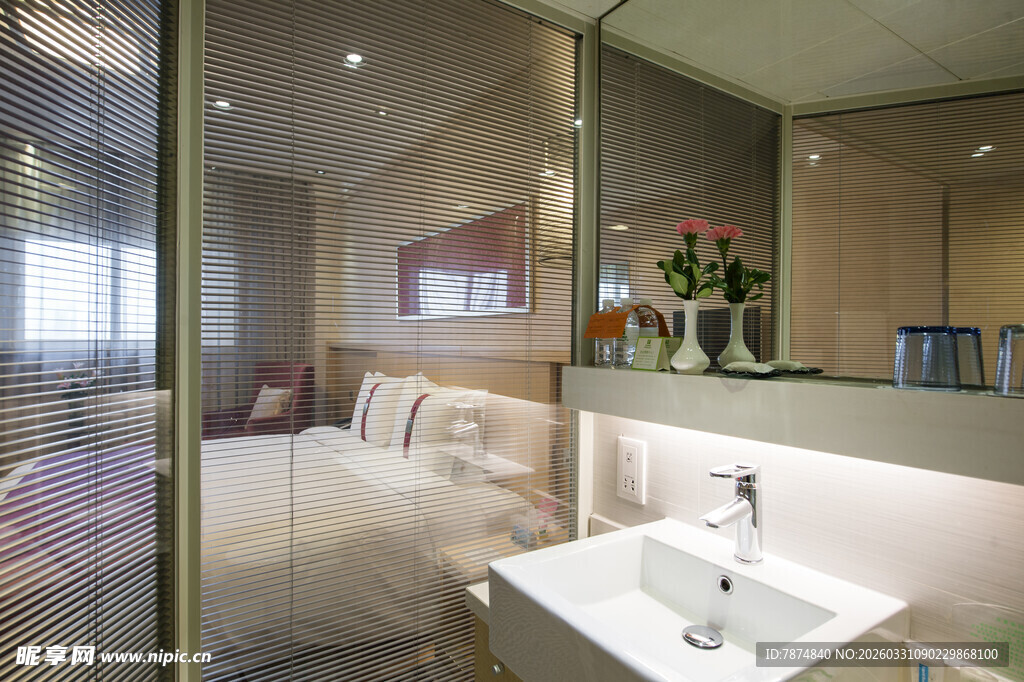 现代简约风卧室与洗手台