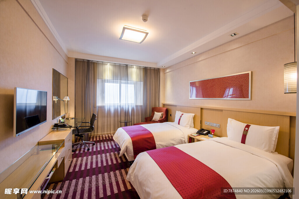 温馨双人酒店客房场景