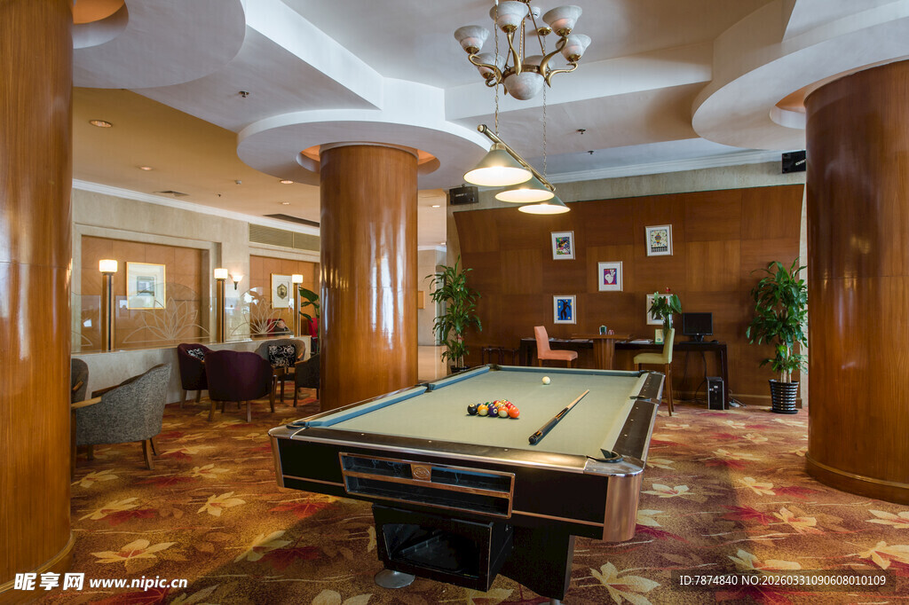 豪华室内台球休闲空间