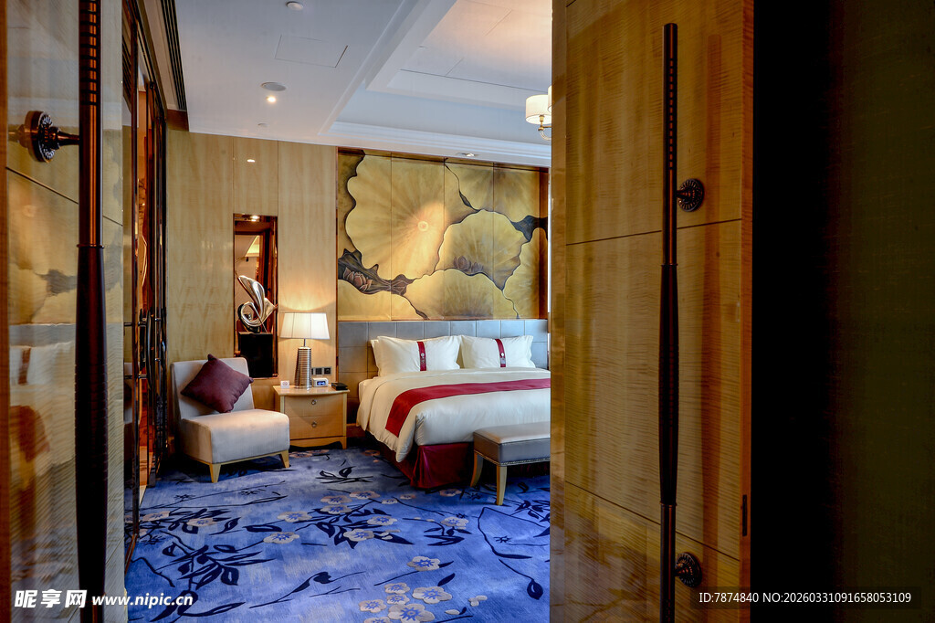 豪华典雅的卧室室内景观