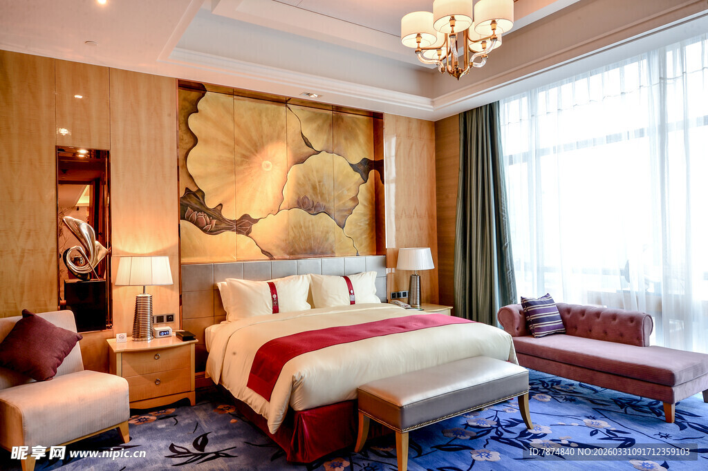 豪华典雅的卧室室内场景