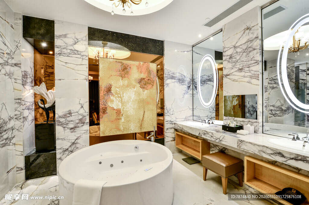 豪华大理石浴室优雅设计