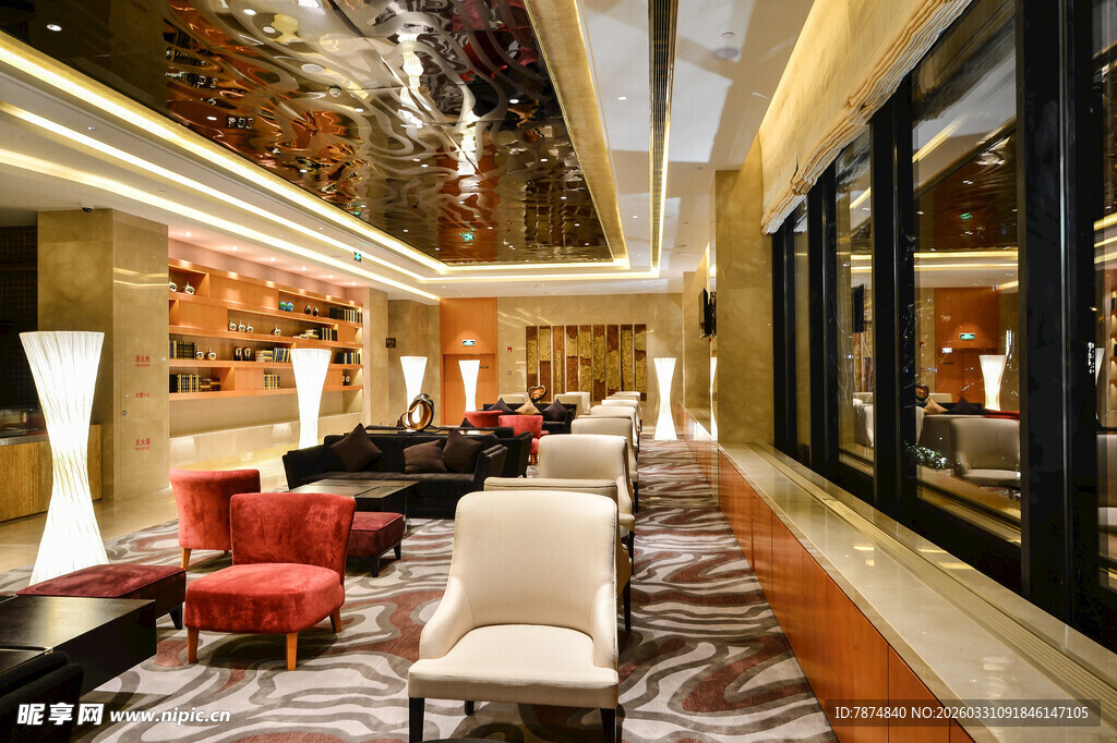 豪华酒店大堂优雅空间