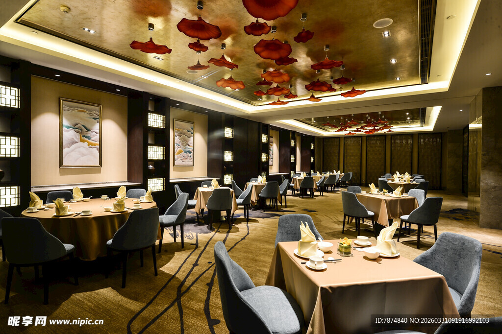 豪华典雅中式餐厅室内景观