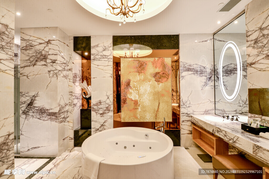 豪华大理石浴室优雅设计