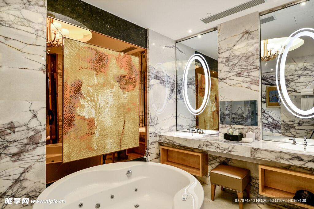 豪华大理石浴室优雅设计