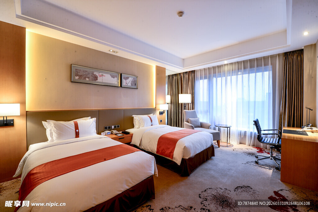 现代风格双床酒店客房