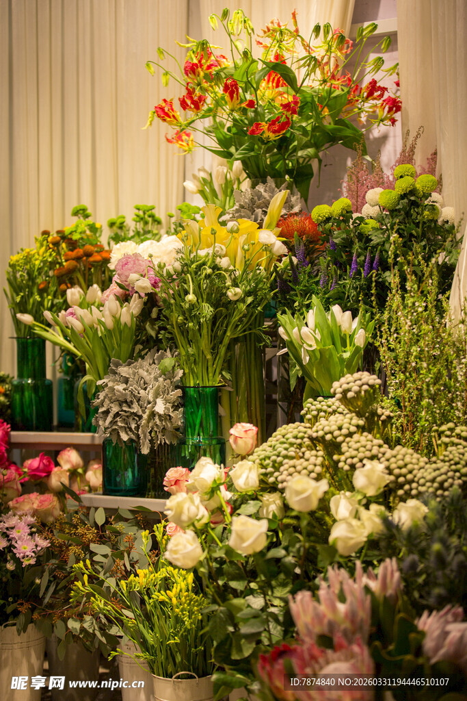 缤纷多彩的花卉陈列