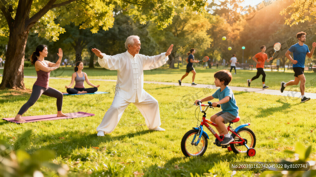 全民健身 有公园 有老人太极拳