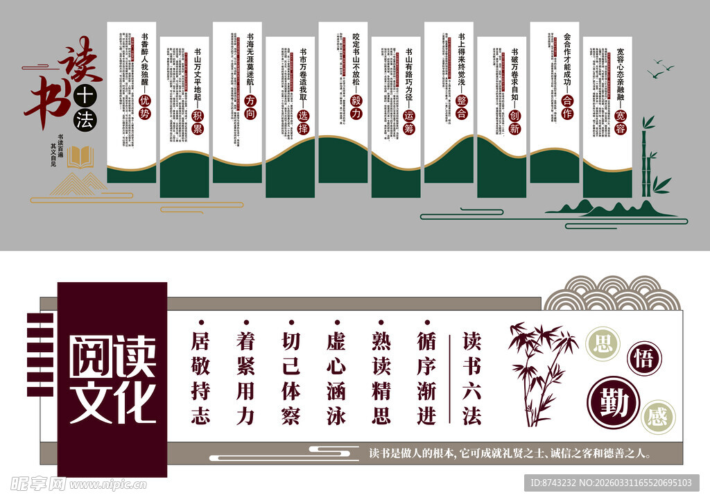 形象墙模板  读书十法
