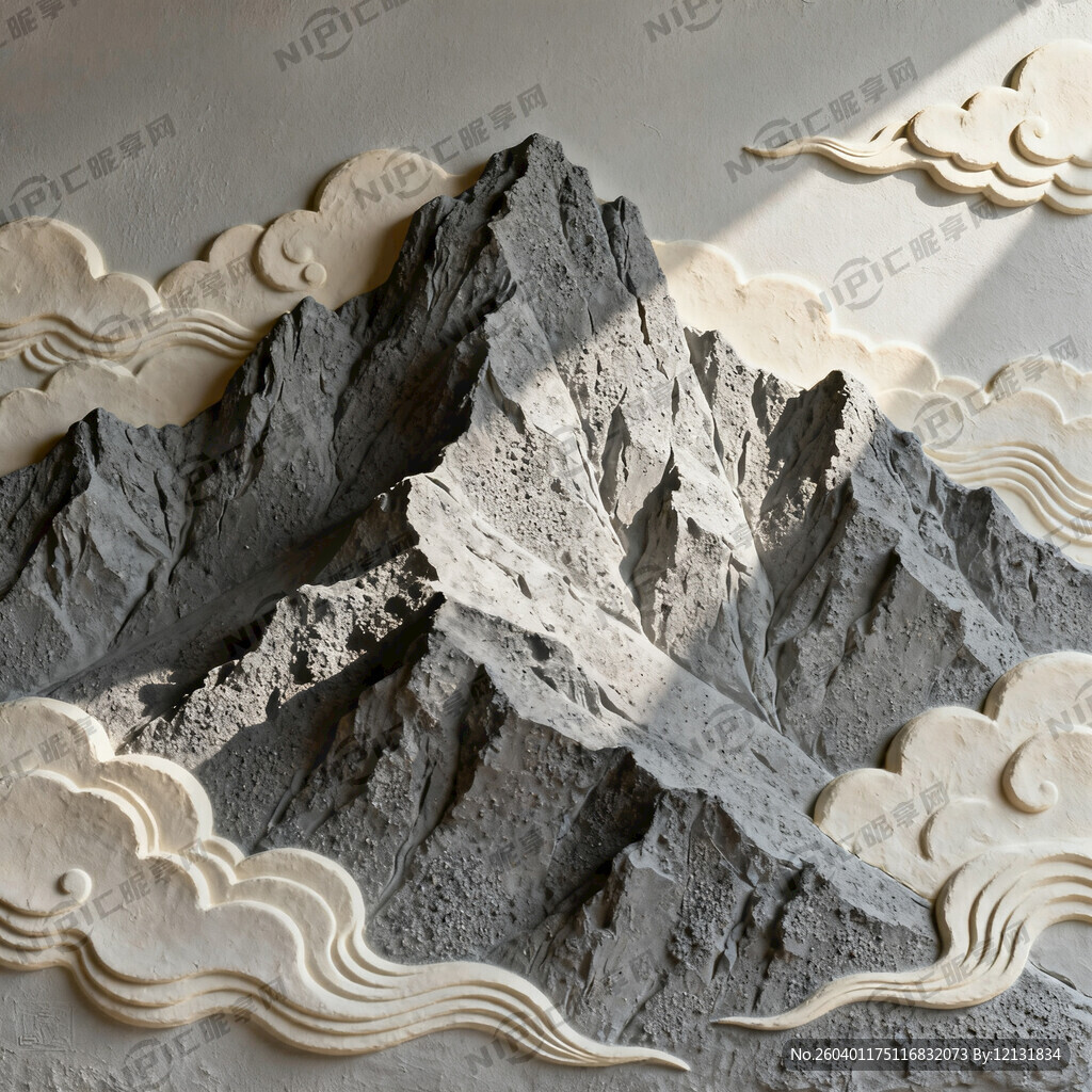 做一幅高山云层的浮雕画