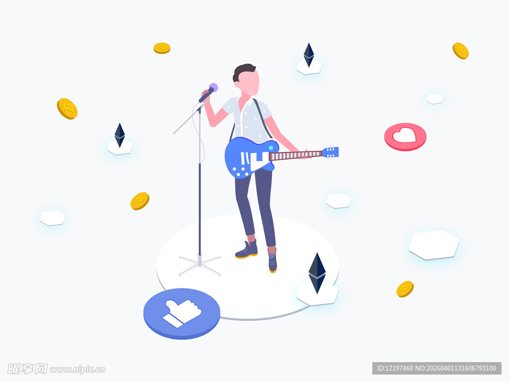 舞台上弹吉他的表演者