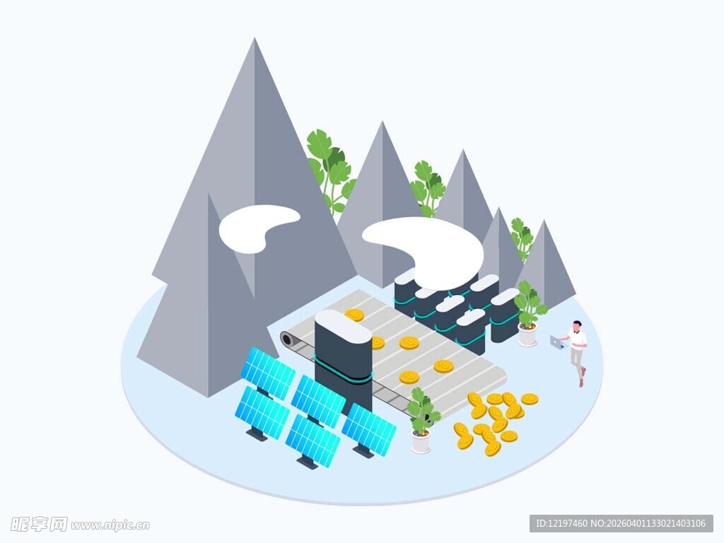 山地中的科技设施场景