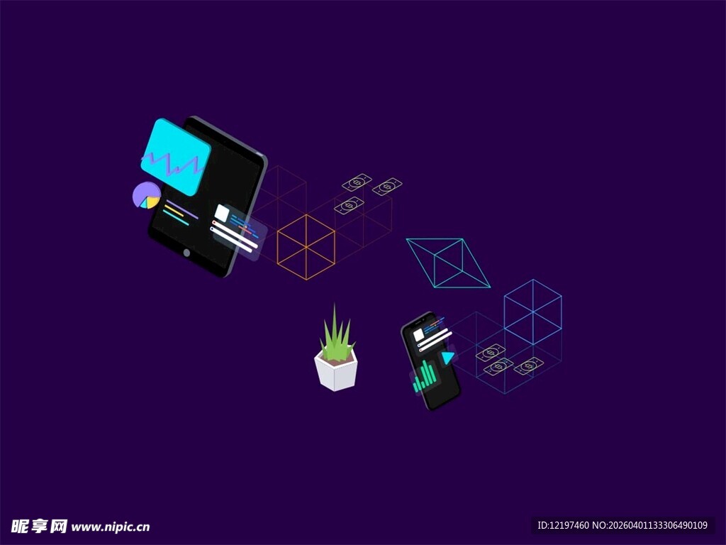 科技设备与绿植的奇妙组合