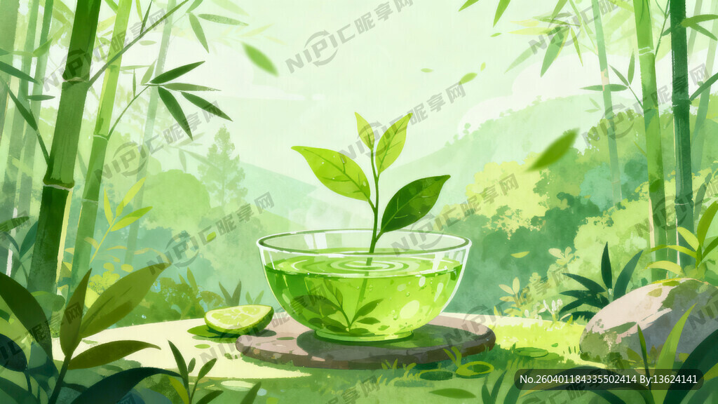 养生背景  突出绿色