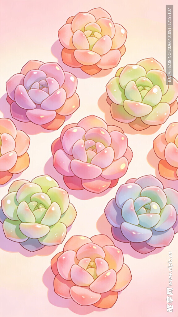 多彩手绘多肉植物集合