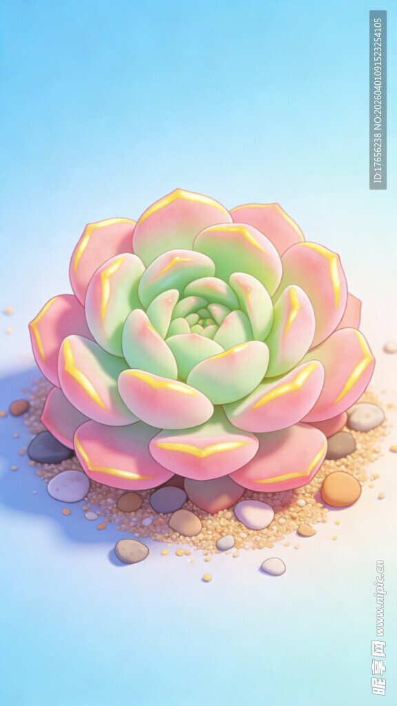 梦幻多彩多肉植物卡通
