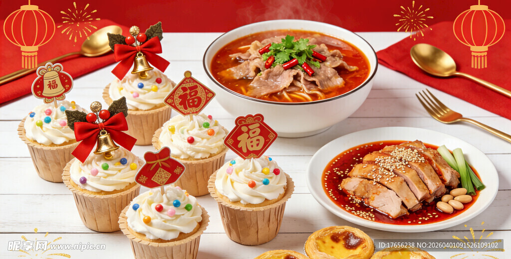 中式节庆美食组合展示