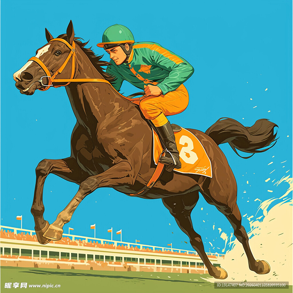 赛马骑手赛场驰骋瞬间