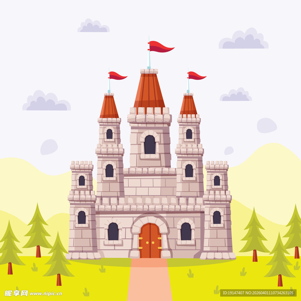 童话风格的梦幻城堡景观