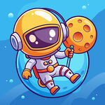 可爱宇航员与月球插画