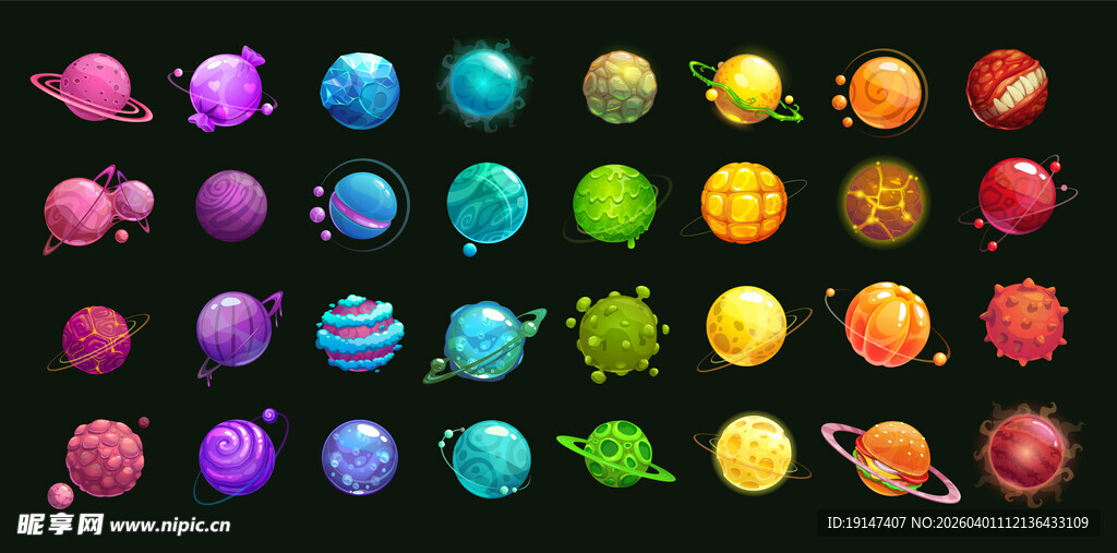 多彩梦幻星球图案集合