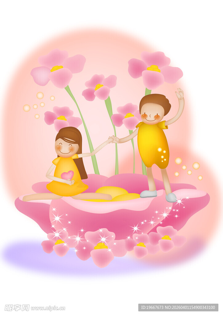 梦幻花船中的可爱女孩