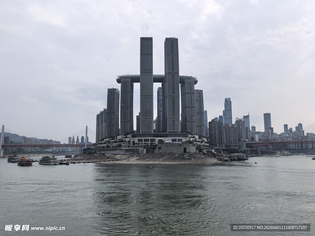 重庆城市风光朝天门江北嘴山城建