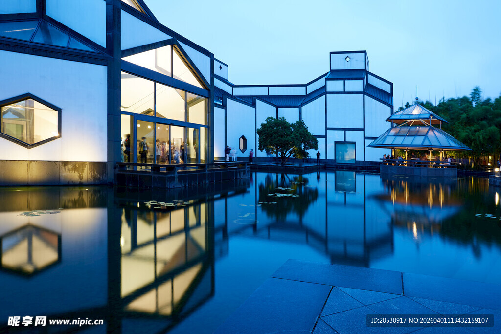 苏州博物馆苏派建筑夜景